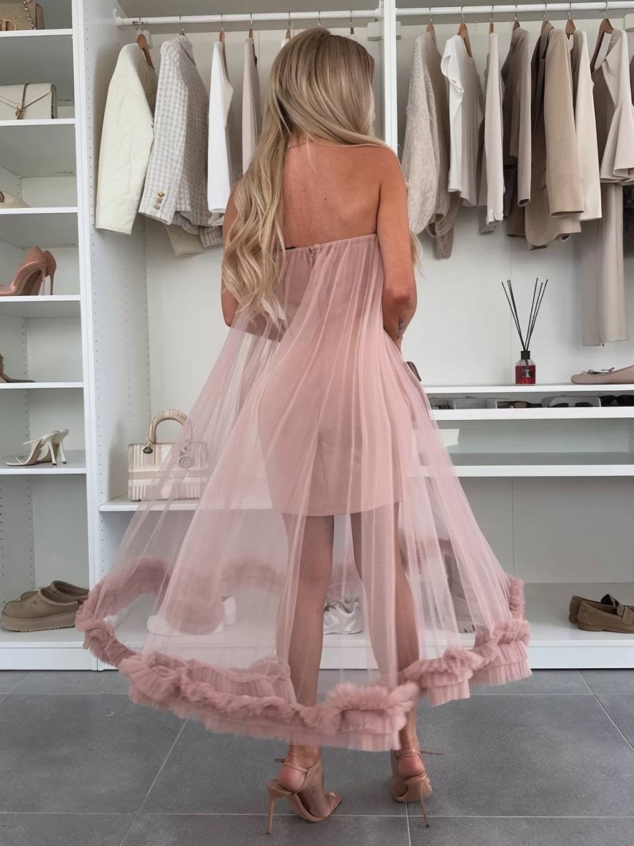 Levoire | Robe Midi Tulle Cintrée Sans Manches Femme Élégante Loisirs Cocktail Anniversaire Bal De Fin D'Année
