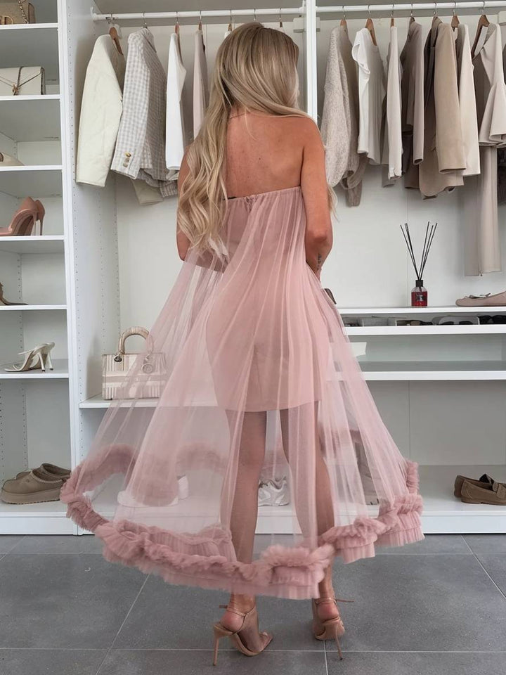 Levoire | Robe Midi Tulle Cintrée Sans Manches Femme Élégante Loisirs Cocktail Anniversaire Bal De Fin D'Année