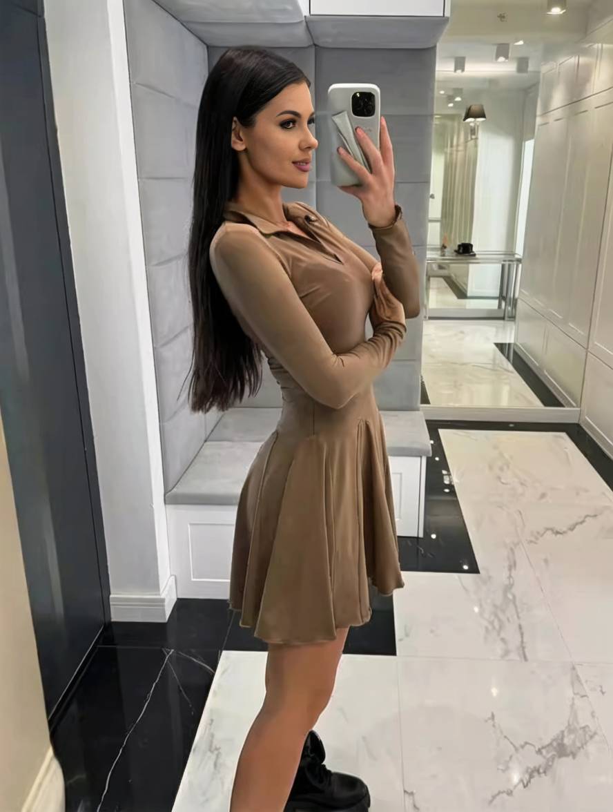 Levoire | Robes Courtes Ajustées Avec Volants Polo Manches Longues Femmes Mode Élégante