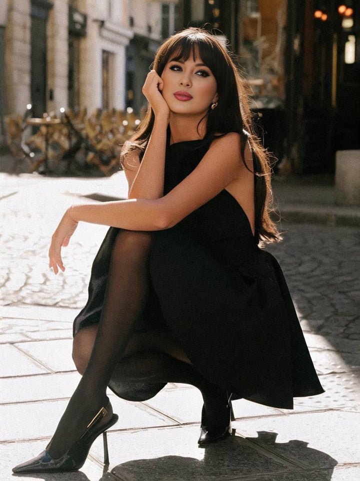 Levoire | Robe Cintrée Sans Épaules Dos Nu Col Halter Nœud Sans Manches Femme Élégant Bal De Promotion Soirée