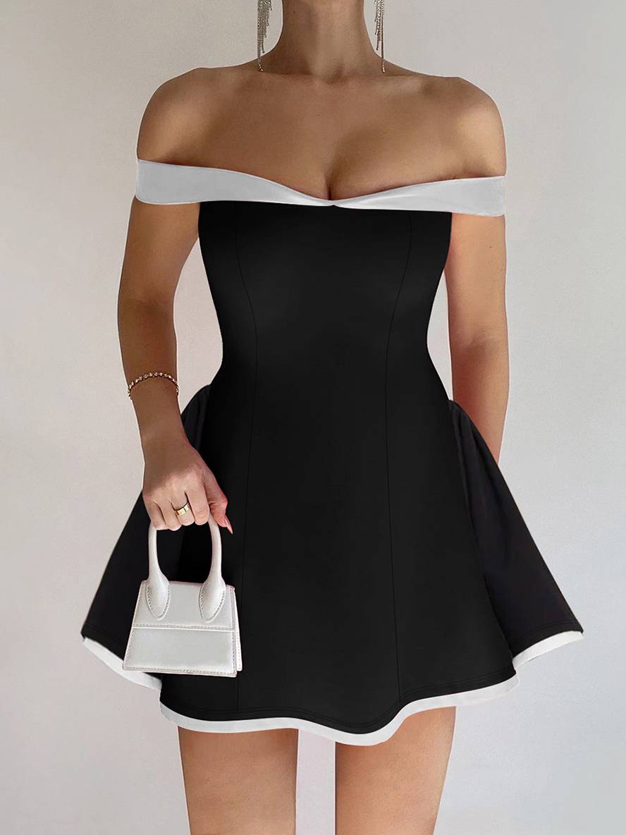 Levoire | Bottes Kol Robe Dos Nu Sans Manches Femmes Élégant Décontracté Vintage Bal Fête Cocktail Robe Noir