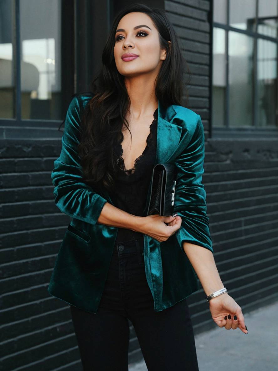 Levoire | Blazer En Velours Avec Revers Élégant Vintage Mode Veste Pour Femmes