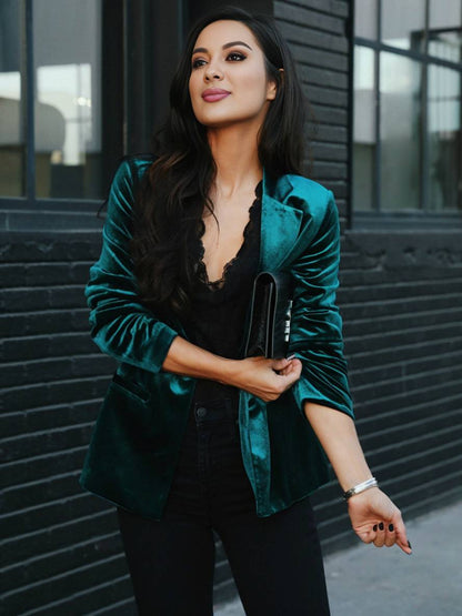 Levoire | Blazer En Velours Avec Revers Élégant Vintage Mode Veste Pour Femmes