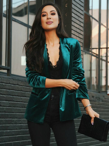 Levoire | Blazer En Velours Avec Revers Élégant Vintage Mode Veste Pour Femmes