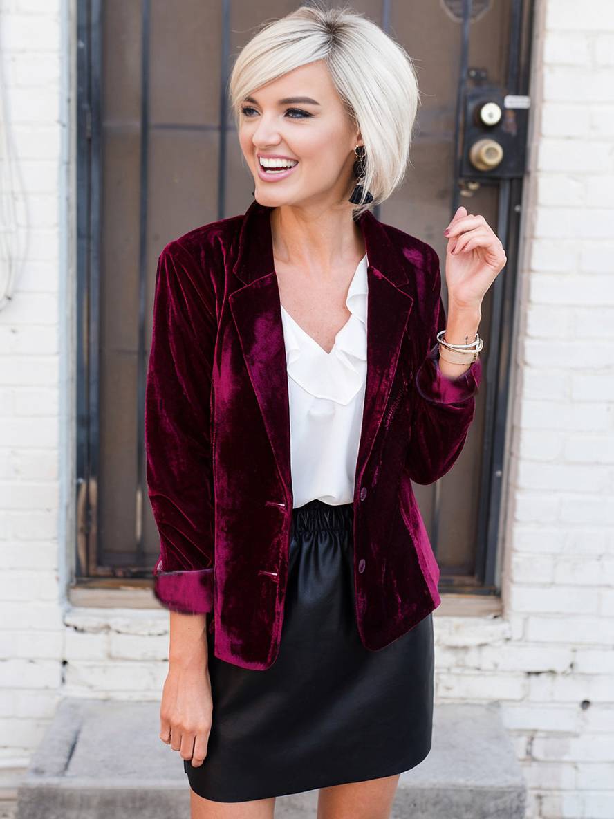Levoire | Blazer En Velours Avec Revers Élégant Vintage Mode Veste Pour Femmes