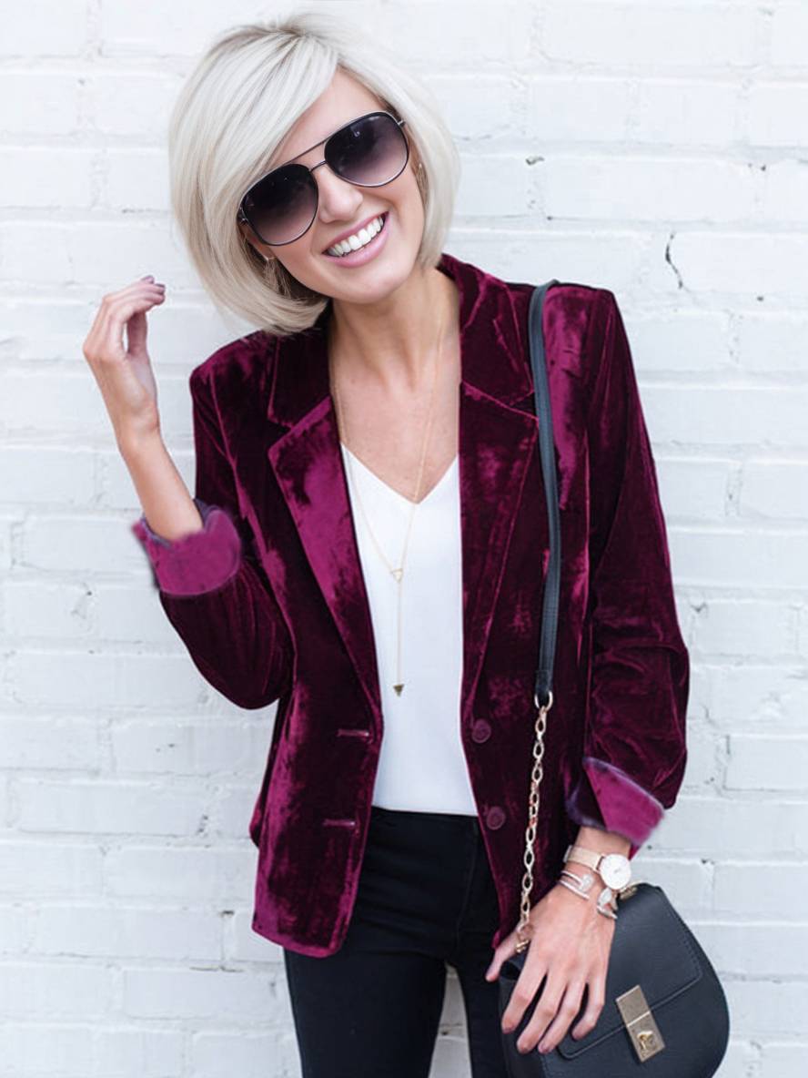 Levoire | Blazer En Velours Avec Revers Élégant Vintage Mode Veste Pour Femmes