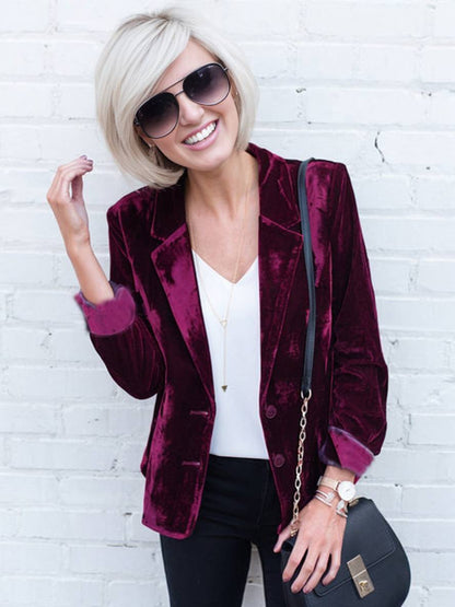 Levoire | Blazer En Velours Avec Revers Élégant Vintage Mode Veste Pour Femmes