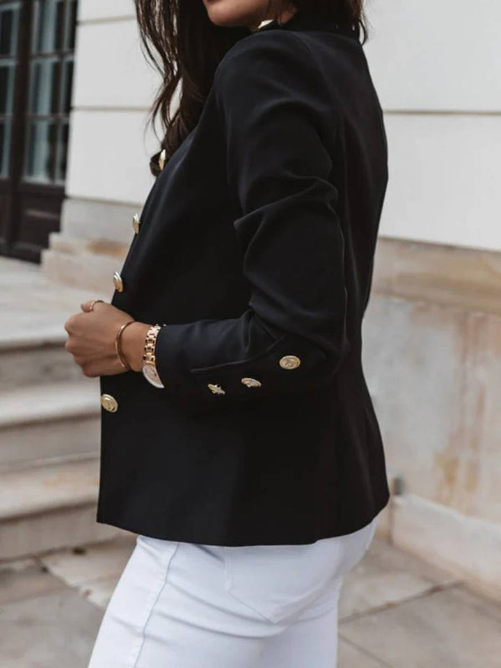 Levoire | Veste De Commandant Courte Avec Col À Boutons Pour Femmes Blazer Élégant