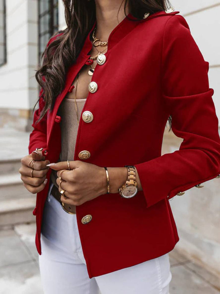 Levoire | Veste De Commandant Courte Avec Col À Boutons Pour Femmes Blazer Élégant