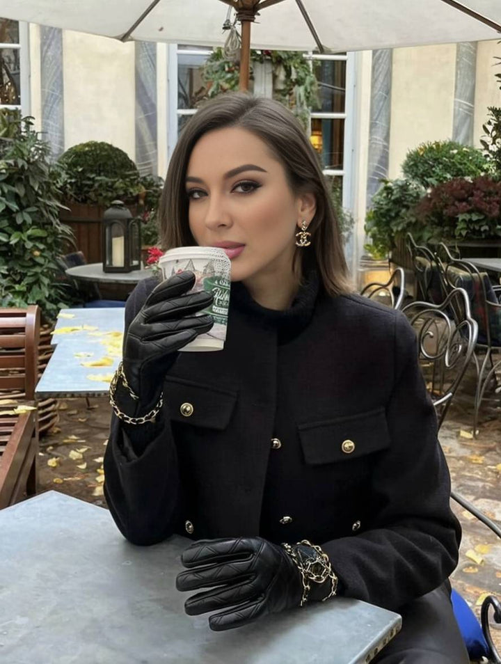Levoire | Blazer Court En Tweed Avec Boutons Poches En Col Rond Manches Longues Femmes Élégant Décontracté Mode