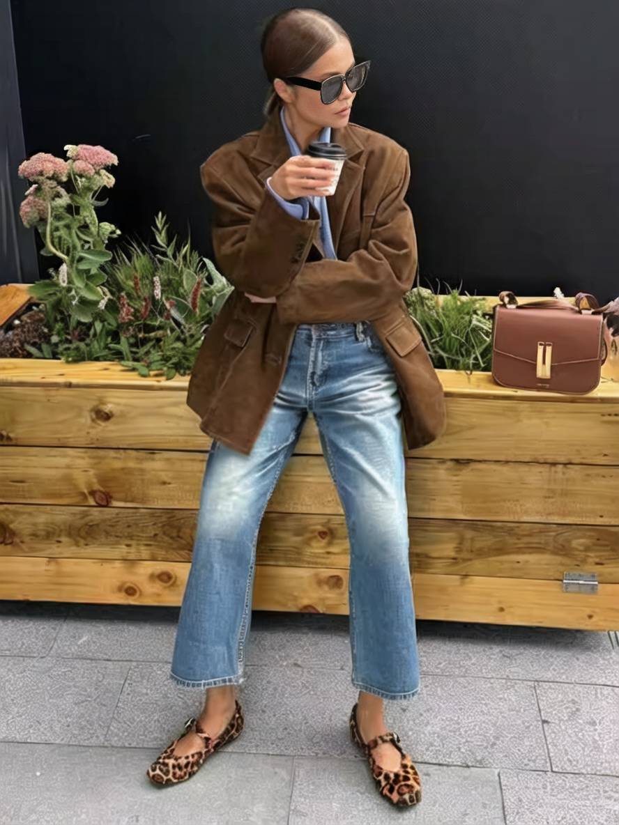 Levoire | Blazer Uni Avec Boutons Poches Manches Longues Dames Élégant Décontracté Veste Ample