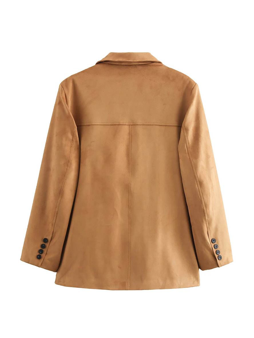 Levoire | Blazer En Daim Avec Poches À Bouton Manches Longues Femme Décontracté Large Oversized Manteau