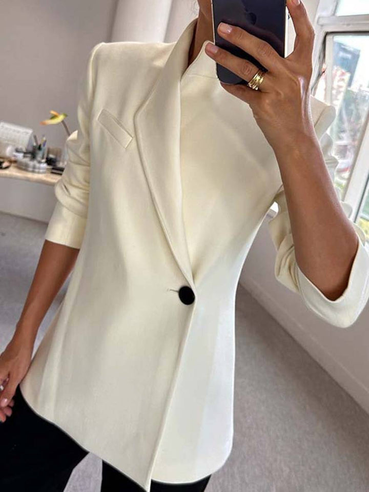 Levoire | Blazer Satin Irrégulier Boutons Poches Manches Longues Femme Élégant Décontracté Veste
