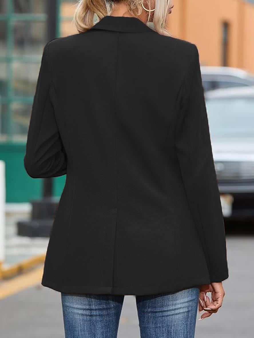 Levoire | Blazer Mi-Long Unicolore Ceinture Poches Manches Longues Dames Élégant Décontracté Mode Veste