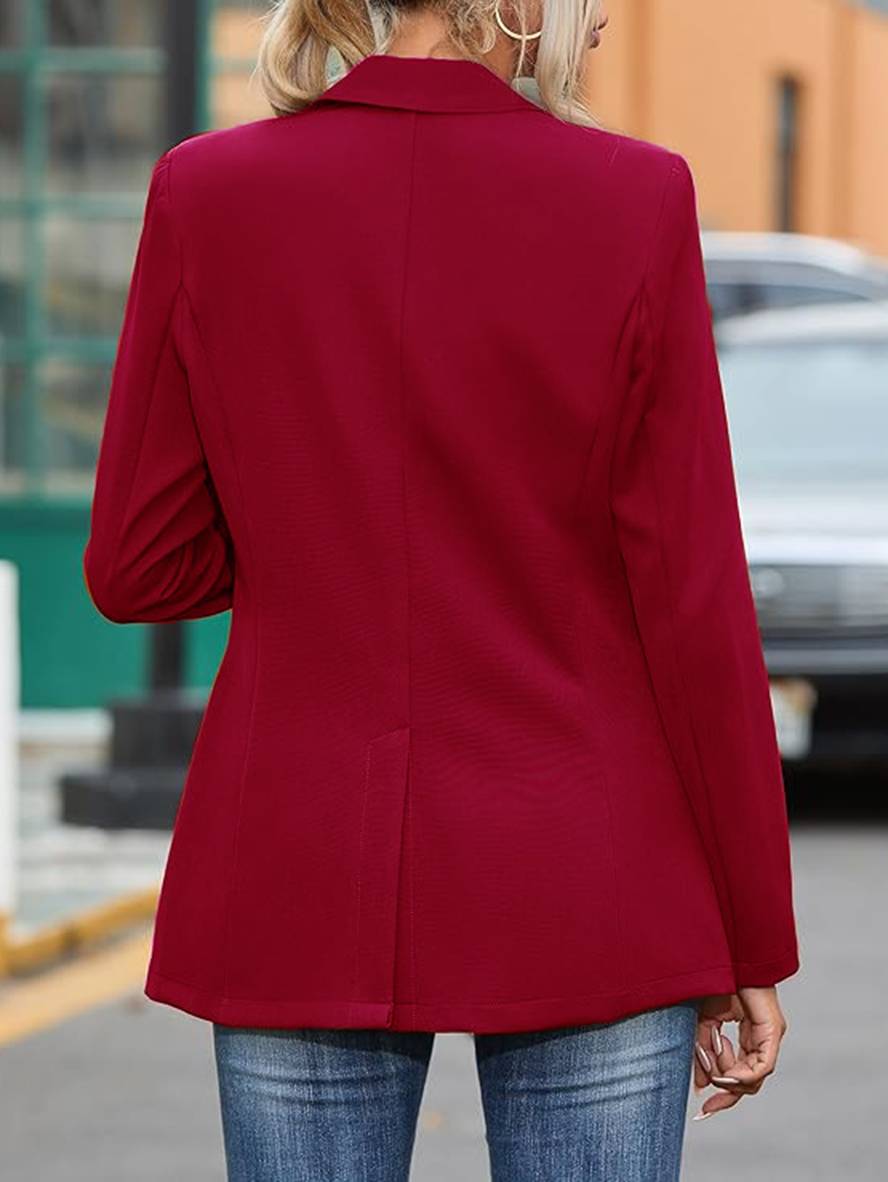 Levoire | Blazer Mi-Long Unicolore Ceinture Poches Manches Longues Dames Élégant Décontracté Mode Veste