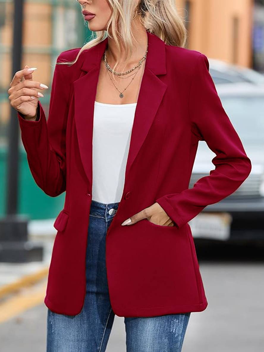 Levoire | Blazer Mi-Long Unicolore Ceinture Poches Manches Longues Dames Élégant Décontracté Mode Veste