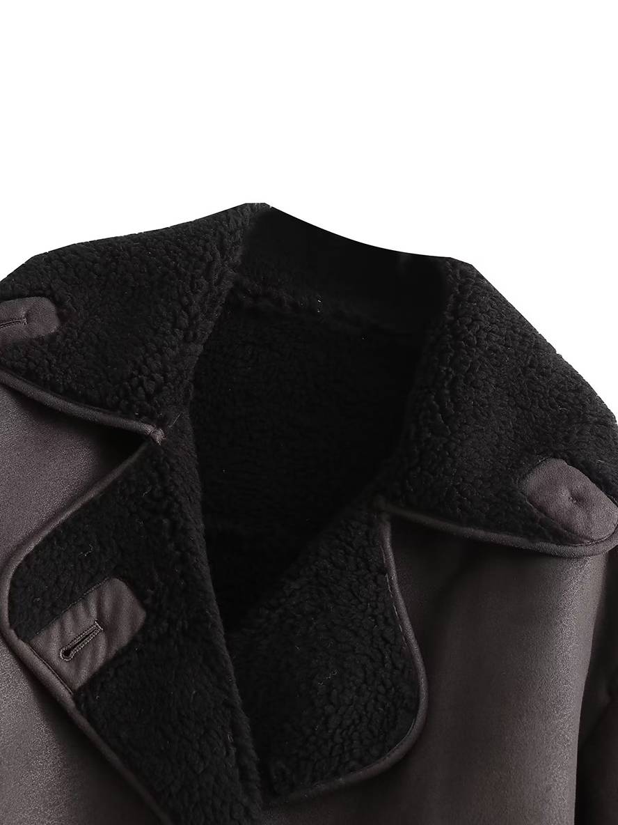 Levoire | Blouson Aviateur Boutonnage Poches Col À Revers Manches Longues Femme Mode Ample Décontractée Veste