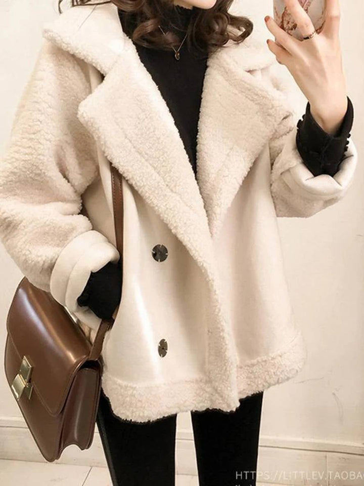 Levoire | Veste Aviateur En Peau D'Agneau Chic Hiver Femme Perfecto Veste Beige