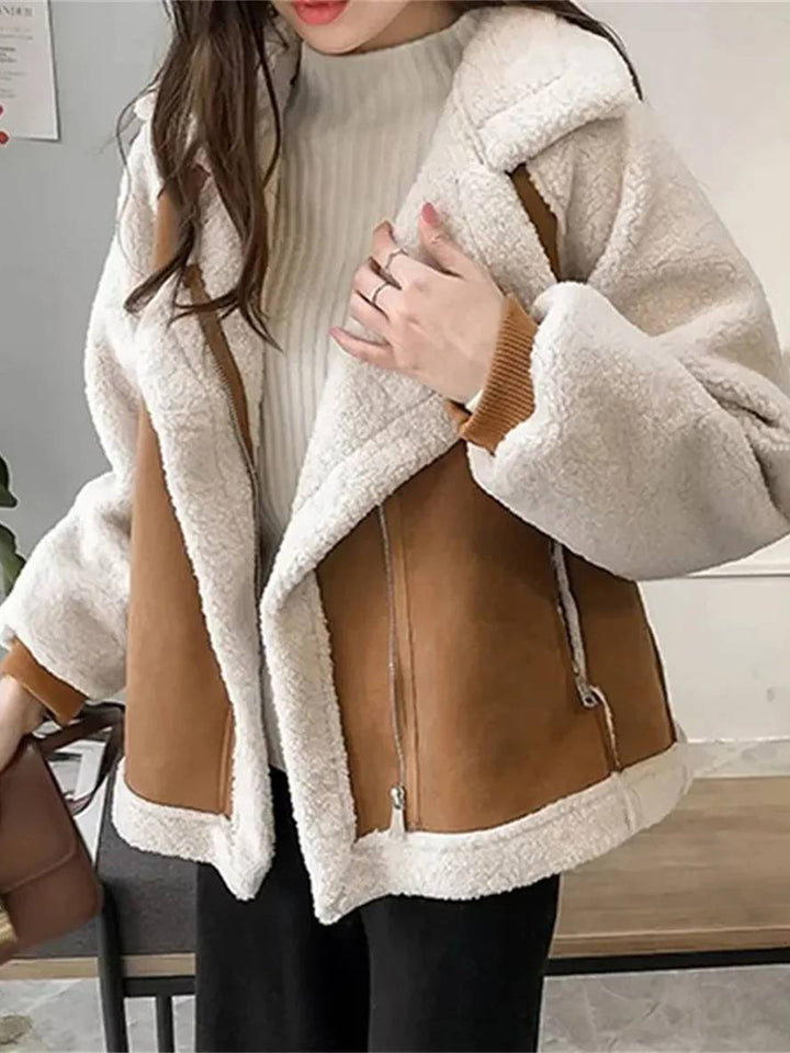 Levoire | Blouson Style Pilote En Suède Teddy Oversize Veste D'Hiver Khaki