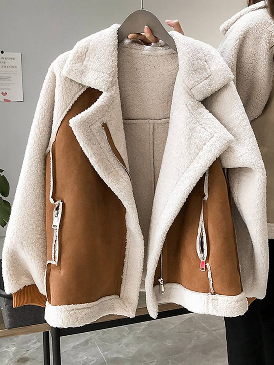 Levoire | Blouson Style Pilote En Suède Teddy Oversize Veste D'Hiver