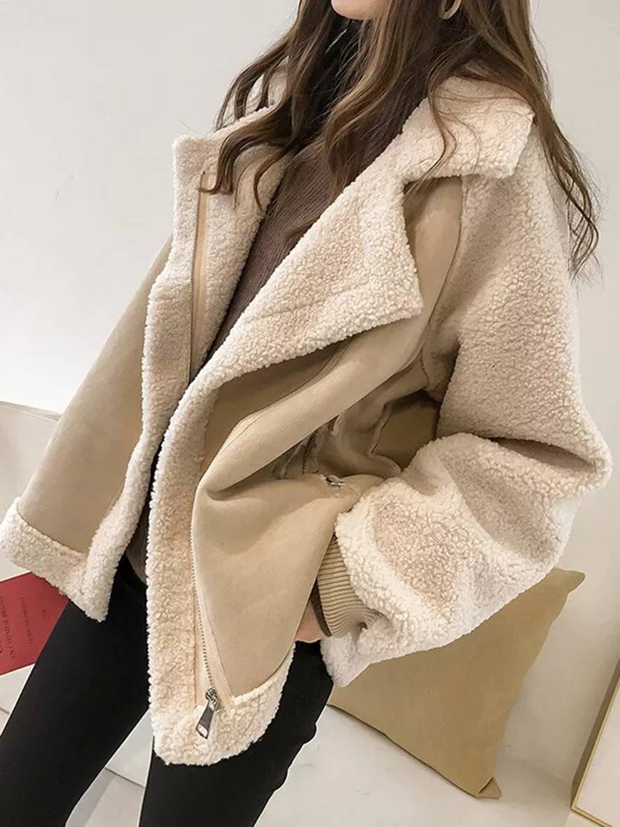 Levoire | Blouson Style Pilote En Suède Teddy Oversize Veste D'Hiver
