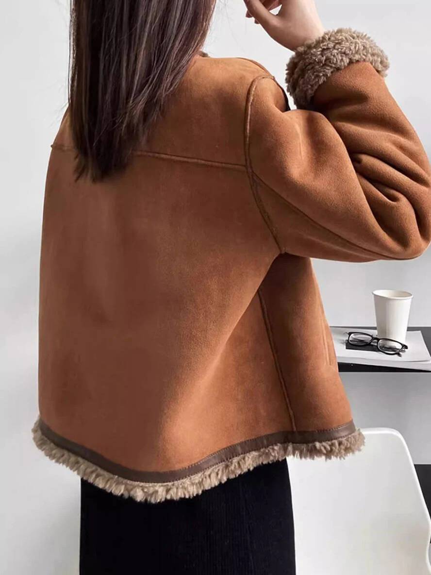 Levoire | Veste Pour Femme En Daim Polaire À Boutons, Col Rond, Manches Longues, Mode Femme Décontractée, Manteau D'Hiver