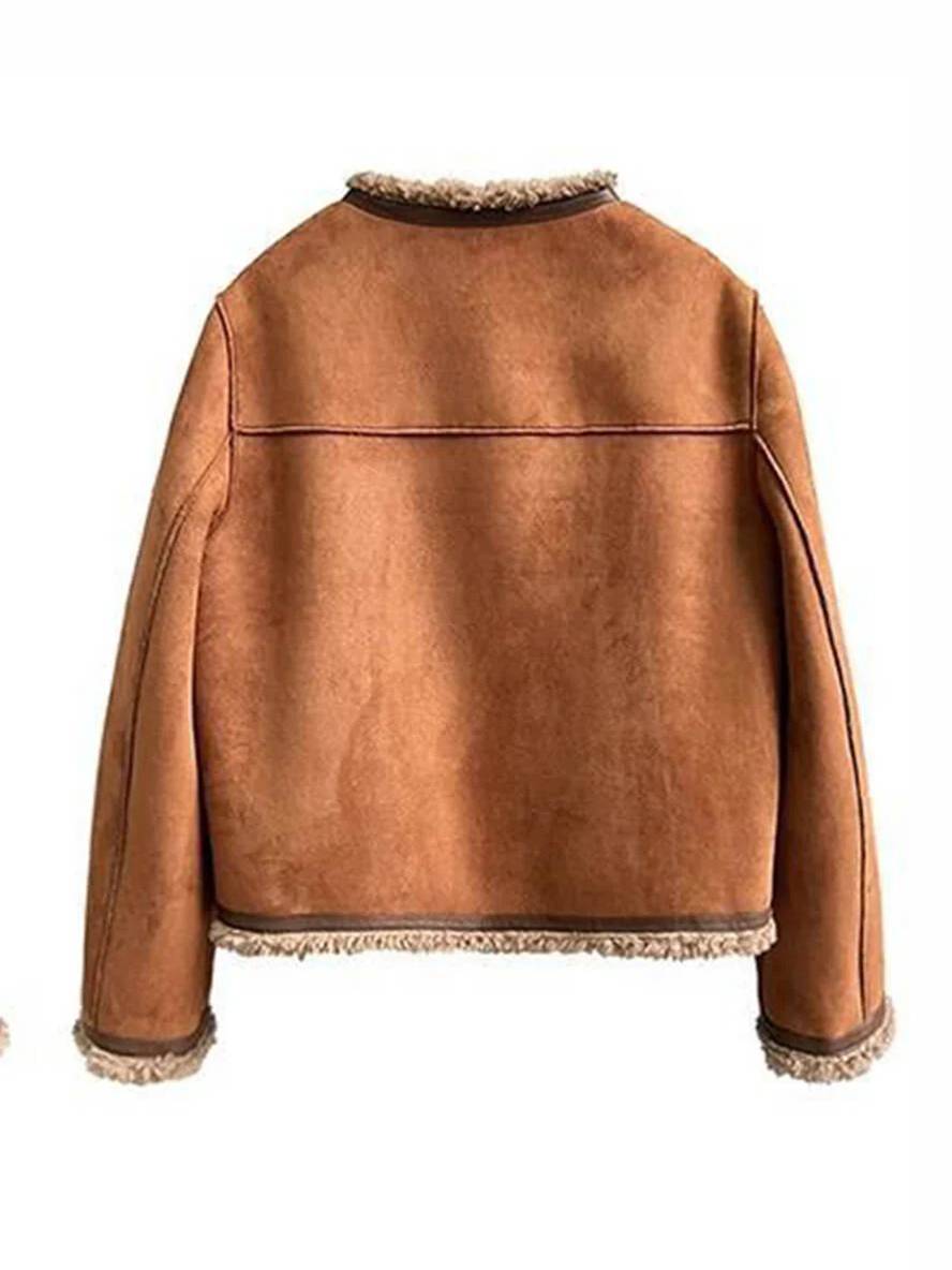 Levoire | Veste Pour Femme En Daim Polaire À Boutons, Col Rond, Manches Longues, Mode Femme Décontractée, Manteau D'Hiver