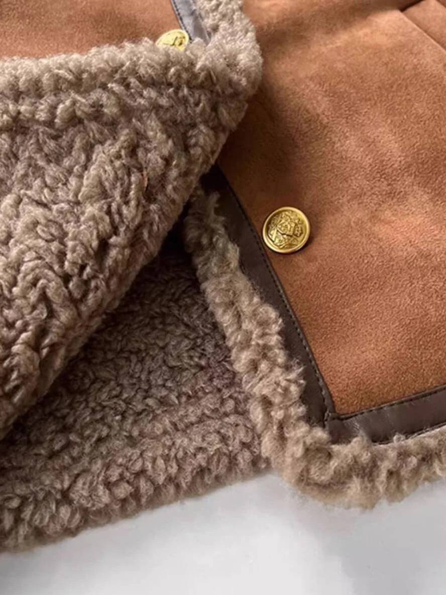 Levoire | Veste Pour Femme En Daim Polaire À Boutons, Col Rond, Manches Longues, Mode Femme Décontractée, Manteau D'Hiver