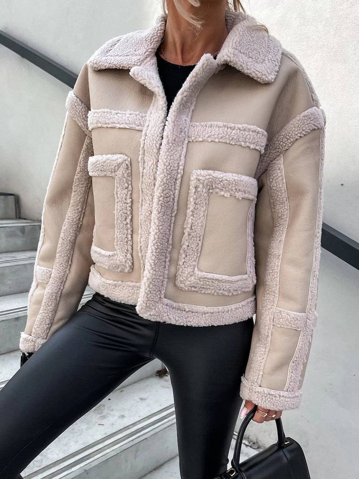 Levoire | Mi-Lange Blouson Pilote En Daim Avec Manches Longues Femme Perfecto Style Boyfriend Hiver
