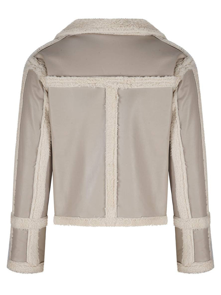 Levoire | Veste Aviateur Courte À Carreaux En Peau De Mouton Poches Col À Revers Dames Style Boyfriend Perfecto Veste