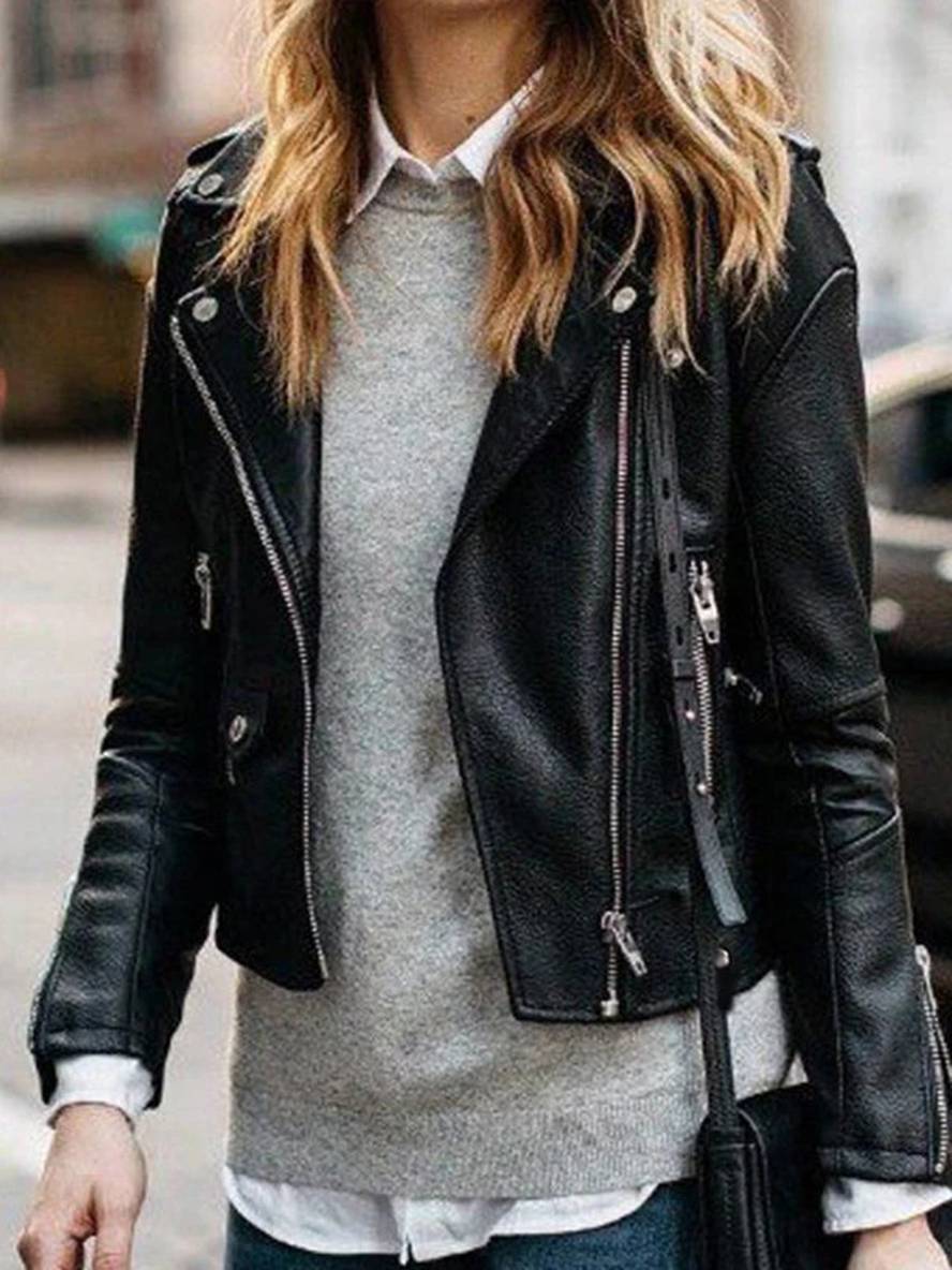 Levoire | Perfecto Veste En Simili Cuir Femme Noire Noir