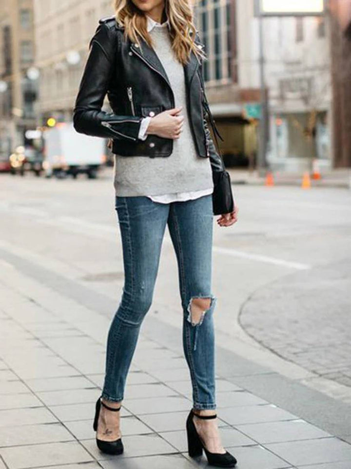 Levoire | Perfecto Veste En Simili Cuir Femme Noire
