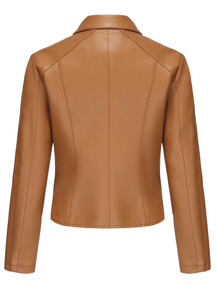 Levoire | Veste Courte Parfaite En Simili Cuir Avec Boutons Pression Et Clous, Col À Revers, Manches Longues, Mode De Loisirs Pour Femmes, Veste D'Automne
