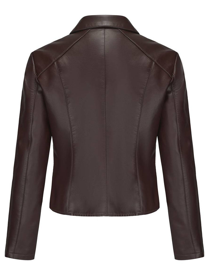 Levoire | Veste Courte Parfaite En Simili Cuir Avec Boutons Pression Et Clous, Col À Revers, Manches Longues, Mode De Loisirs Pour Femmes, Veste D'Automne