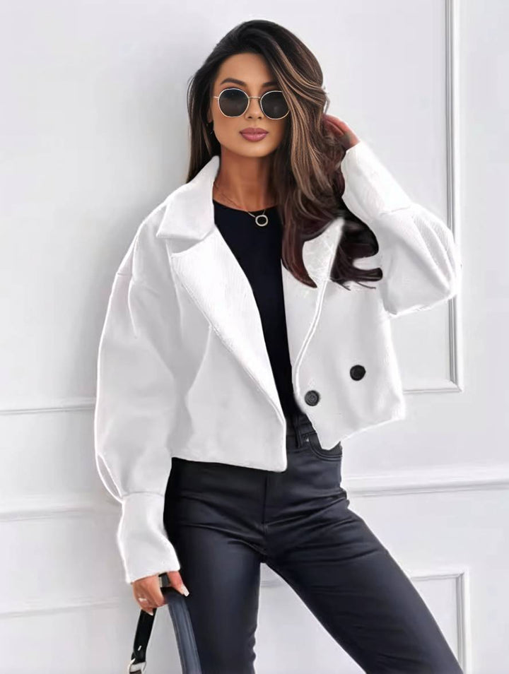 Levoire | Veste Unie Avec Boutons, Lin De Évêque, Dames, Élégant, Décontracté, Mode, Loisirs, Manteau Blanche