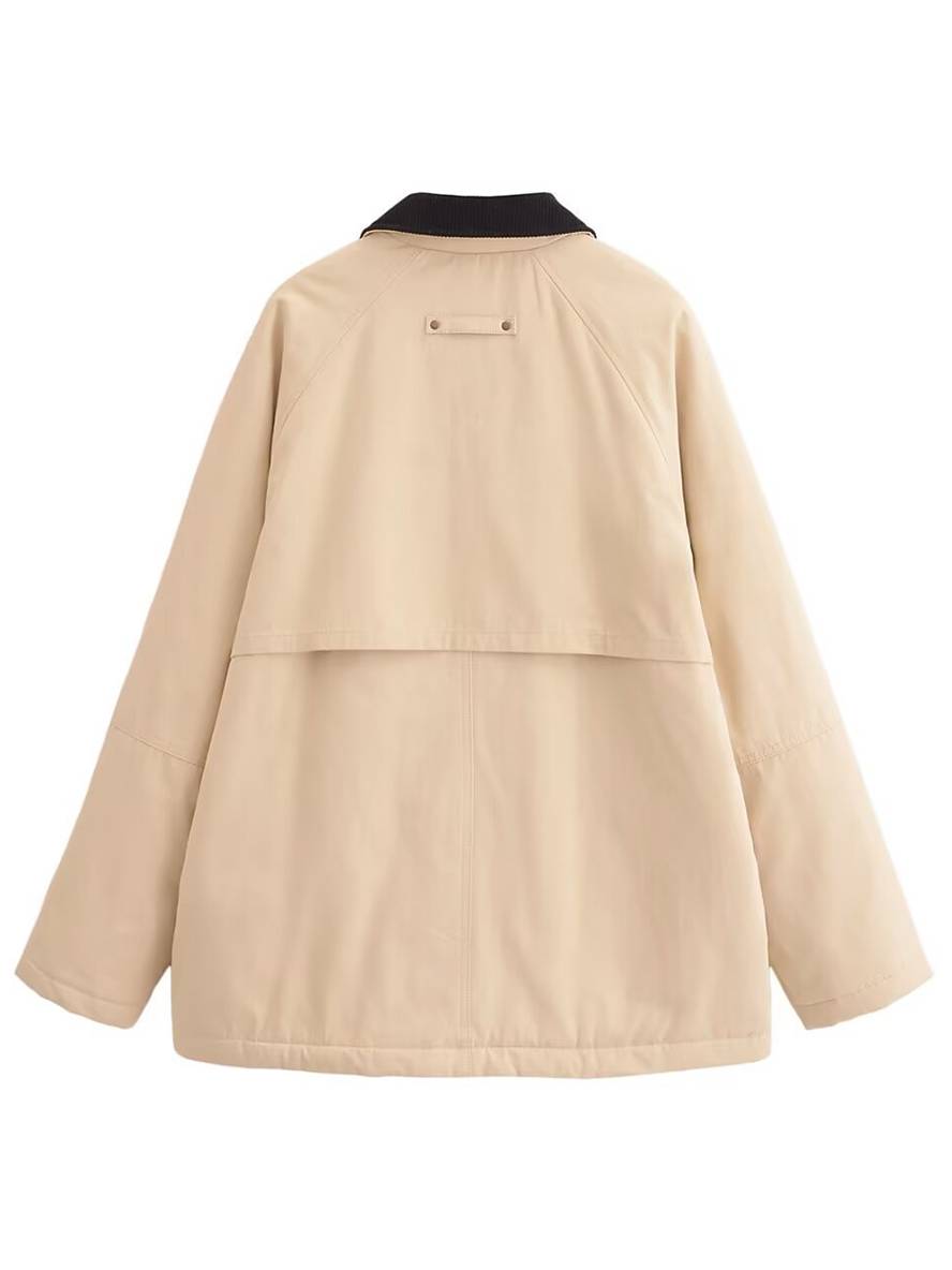 Levoire | Veste Couleur De Frappe Fermeture À Revers Poches Zippées Manches Longues Femmes Décontracté Loose Oversized Blouson