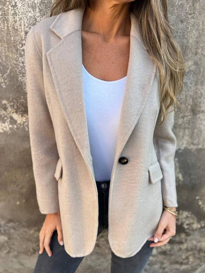 Levoire | Veste Unie Avec Boutons Manches Longues Femme Élégante Décontractée Mode Manteau Blazer