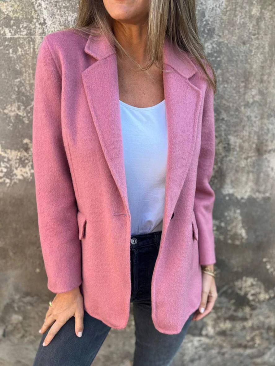 Levoire | Veste Unie Avec Boutons Manches Longues Femme Élégante Décontractée Mode Manteau Blazer Rosa