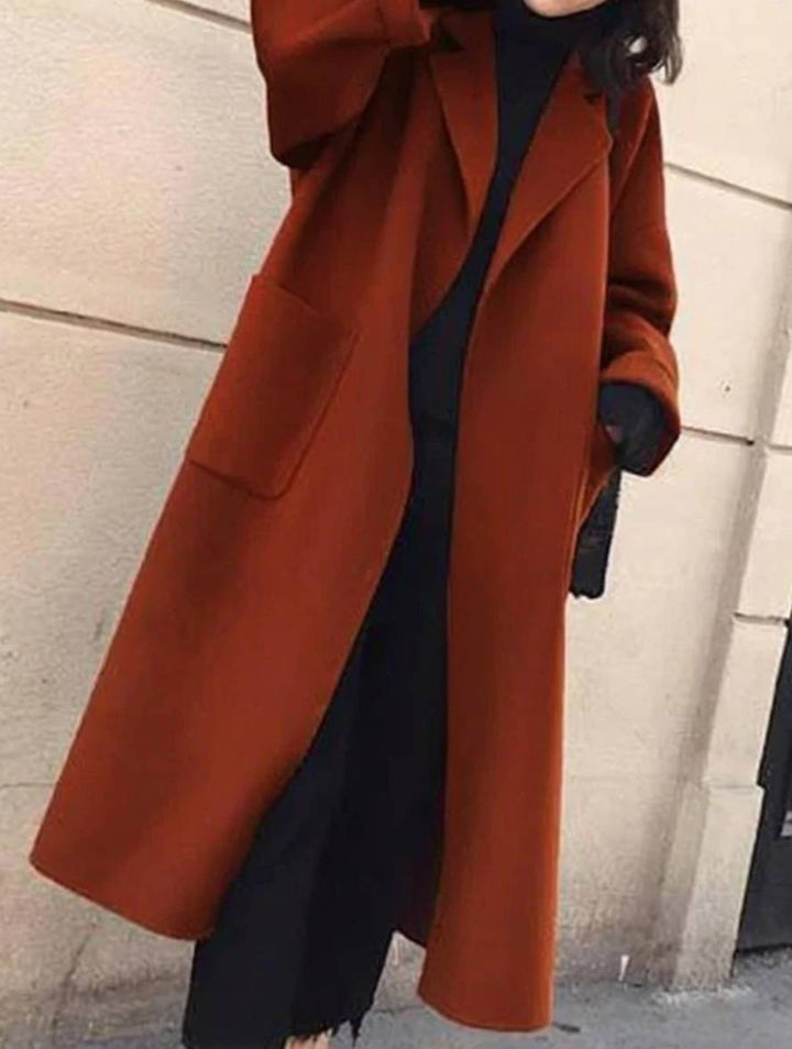 Levoire | Manteau Long En Laine Avec Fente Latérale Ceinture Oversized Femme Veste Élégante