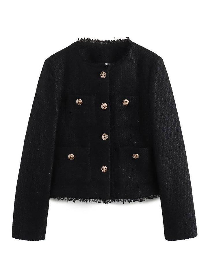 Levoire | Veste En Tartan Pour Femmes En Cachemire Avec Boutons Poches Col Rond Manches Longues Blazer Élégant