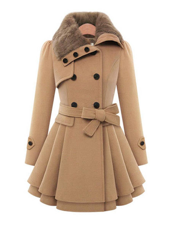 Levoire | Manteau Avec Fausse Fourrure À Double Bouton Femme Élégant Parka D'Hiver Khaki