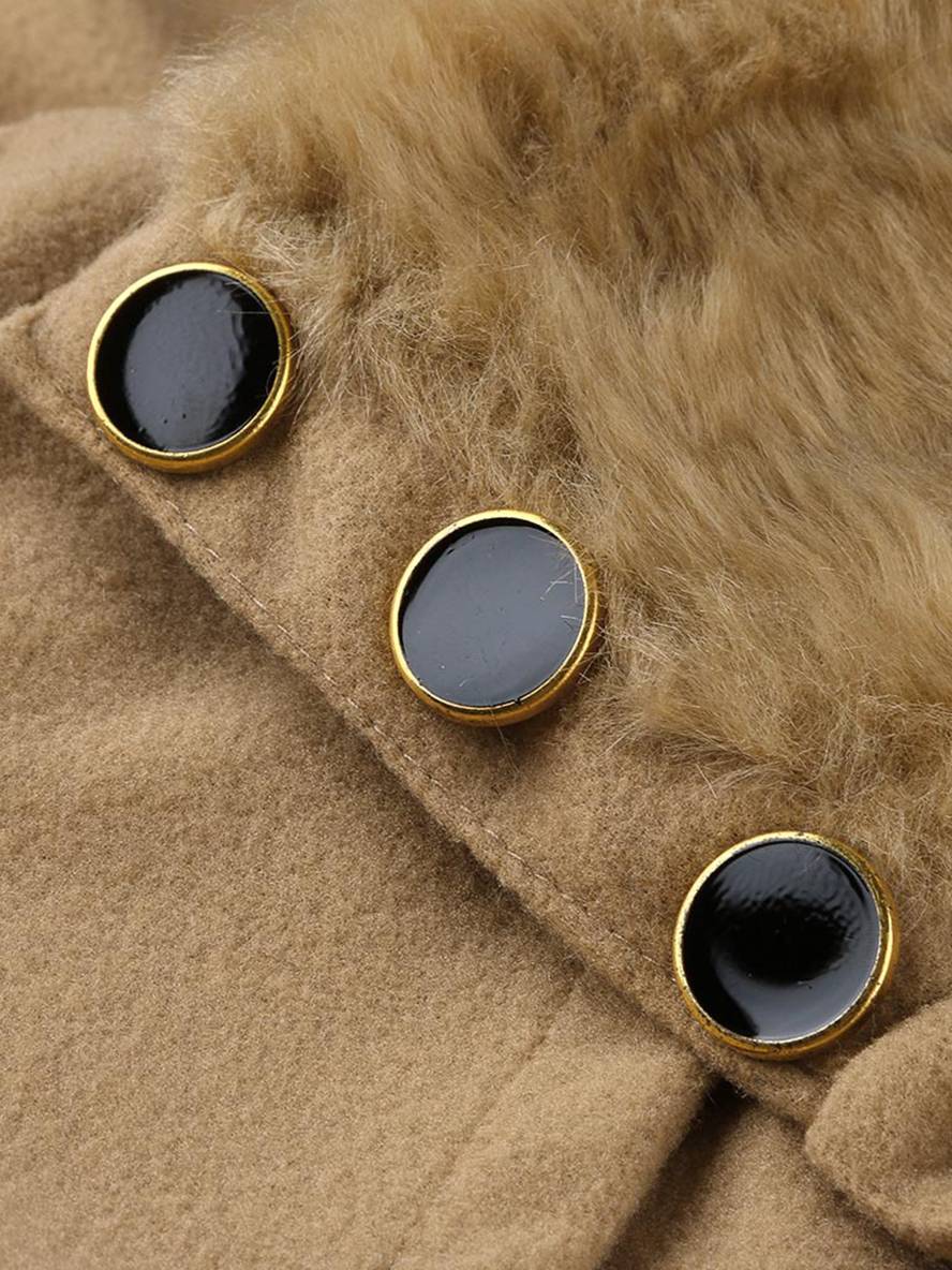 Levoire | Manteau Avec Fausse Fourrure À Double Bouton Femme Élégant Parka D'Hiver