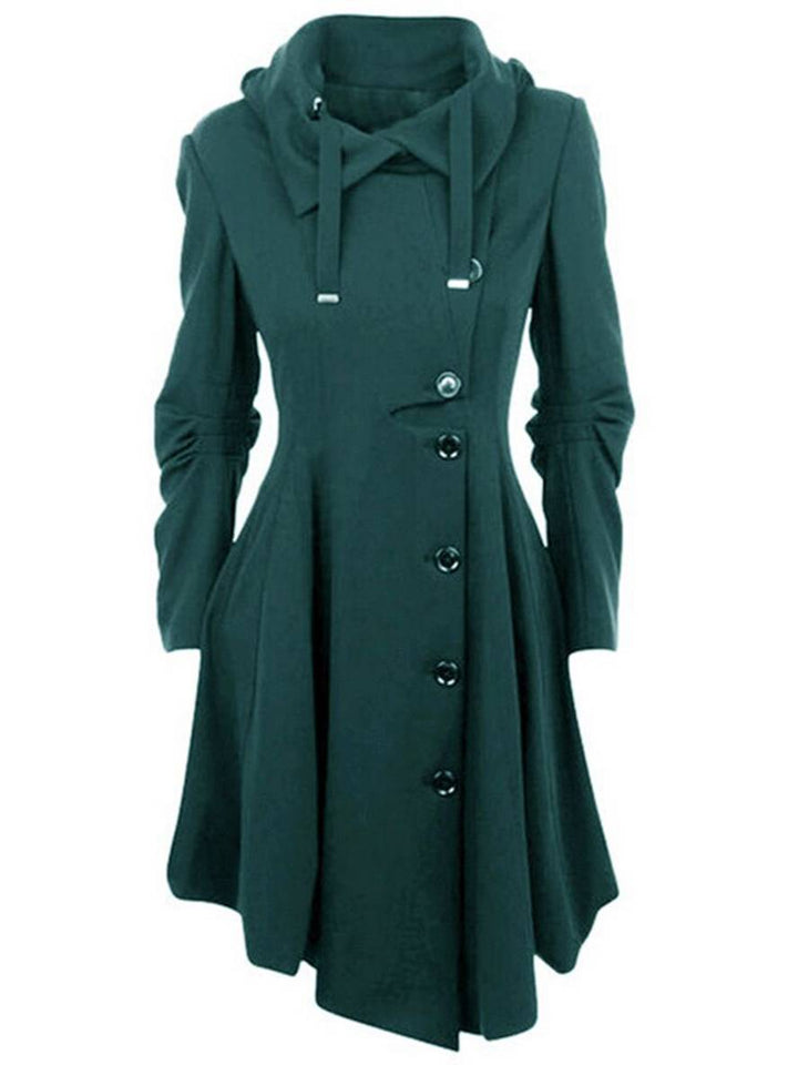 Levoire | Manteau En Laine Mi-Long Avec Capuche À Boutons Pour Femmes Vêtements Élégants Jacket Cape Vert