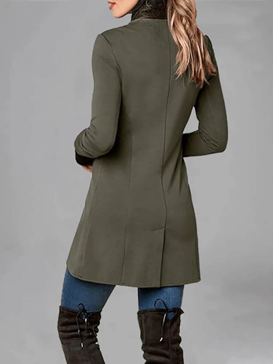 Levoire | Manteau Quotidien Avec Fente, Patte De Boutonnage, Poches Et Col Montant, Mode Femme Décontractée, Veste D'Hiver