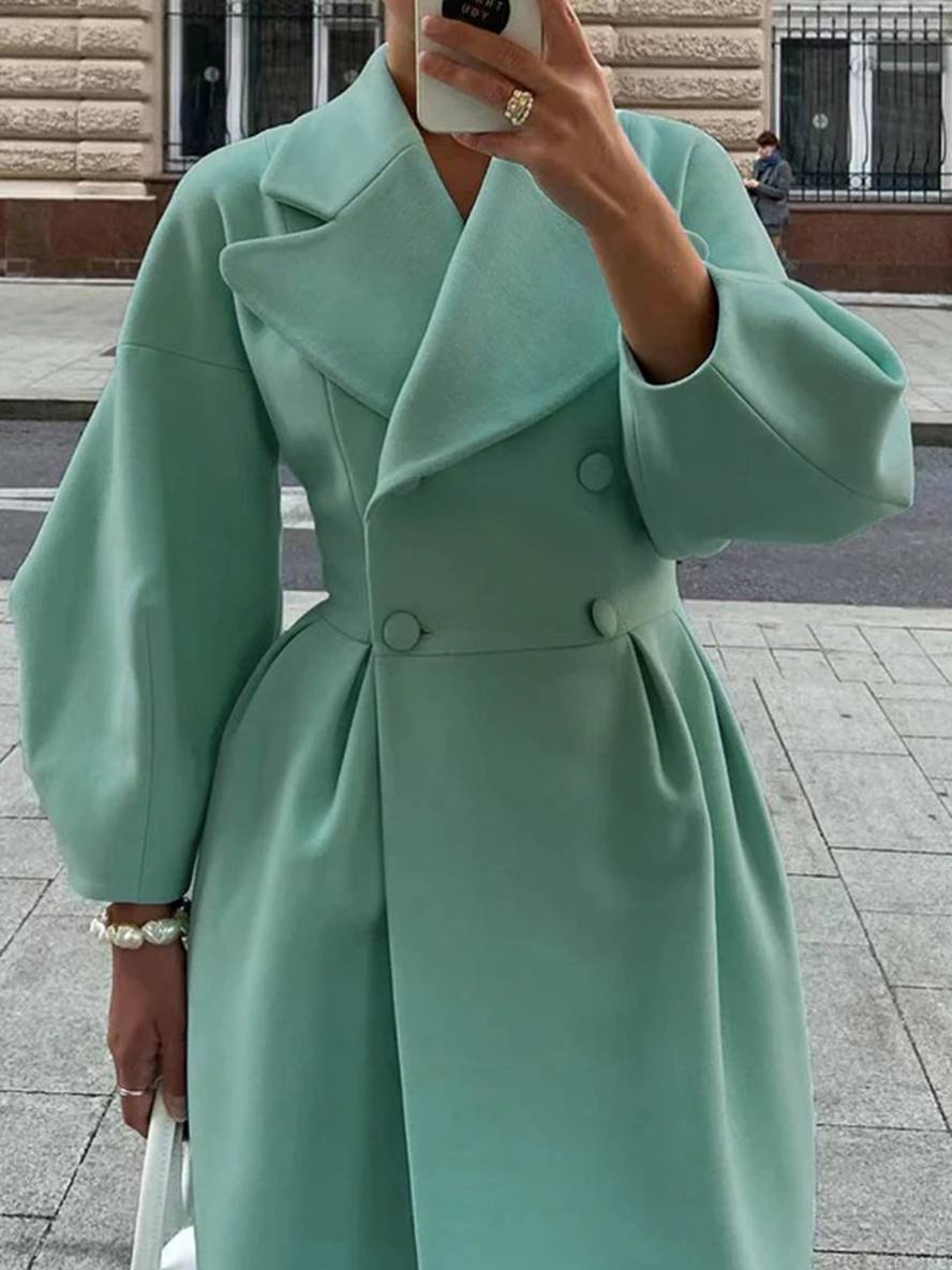 Levoire | Manteau En Laine Long À Double Bouton En Lin V Femme Élégante Vintage Hepburn Jacket