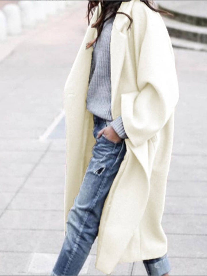 Levoire | Manteau En Laine Plus Long Avec Boutons Poches Col Revers Manches Longues Mode Élégante Femmes Manteau D'Hiver Beige