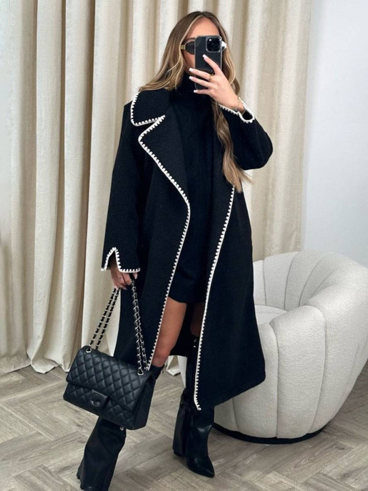 Levoire | Manteau En Laine Plus Long Avec Revers Manches Longues Femme Élégant Vaste Veste Oversized