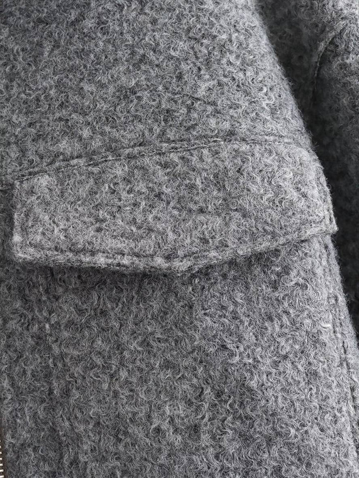 Levoire | Veste Courte Unie À Col Revers Fermeture Éclair Poches Manches Longues Femmes Élégante Décontractée Manteau