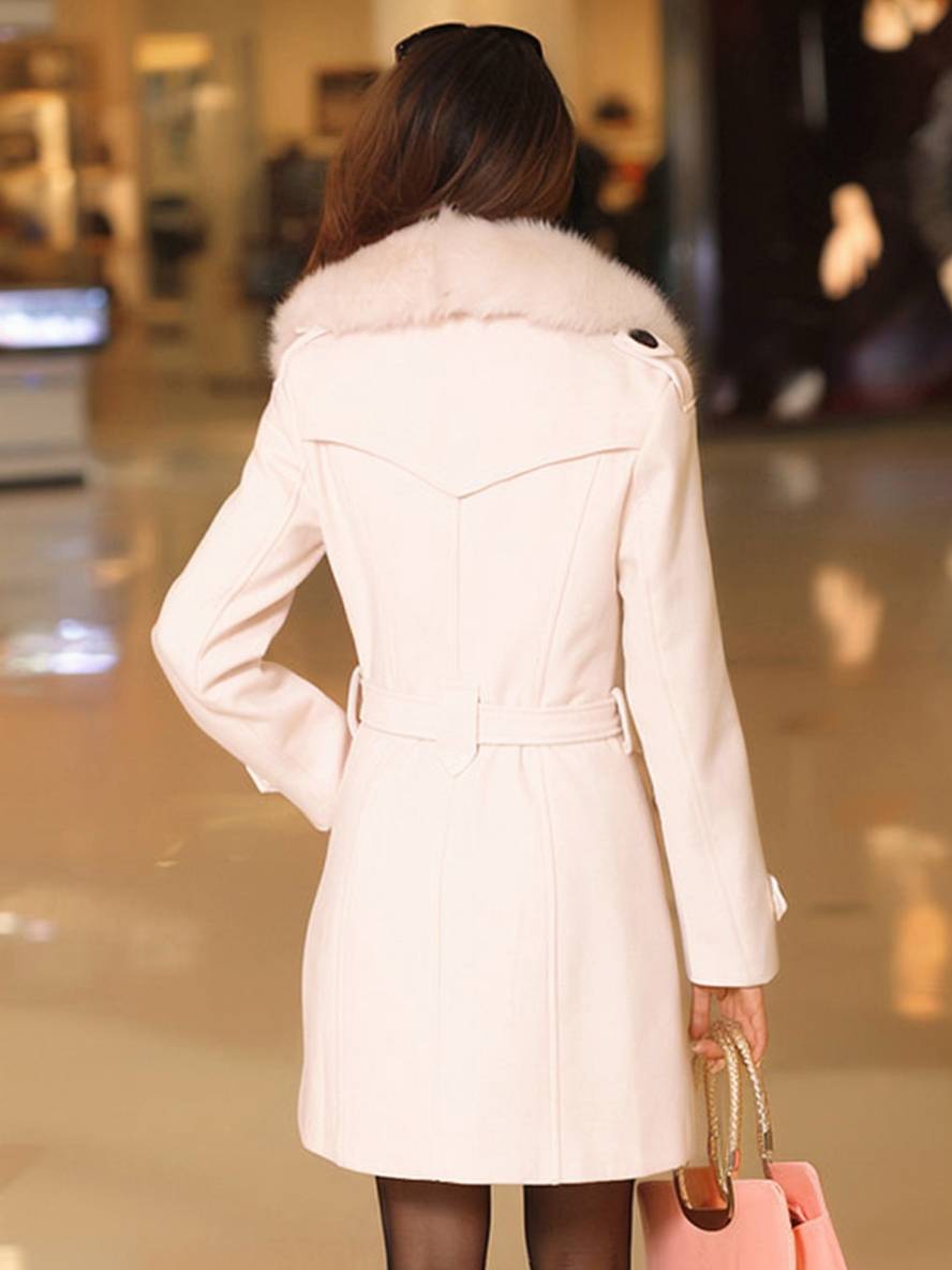 Levoire | Manteau En Laine Mi-Long À Double Boutonnage Avec Poches Nœud Ceinture Manches Longues Pour Femmes Élégant