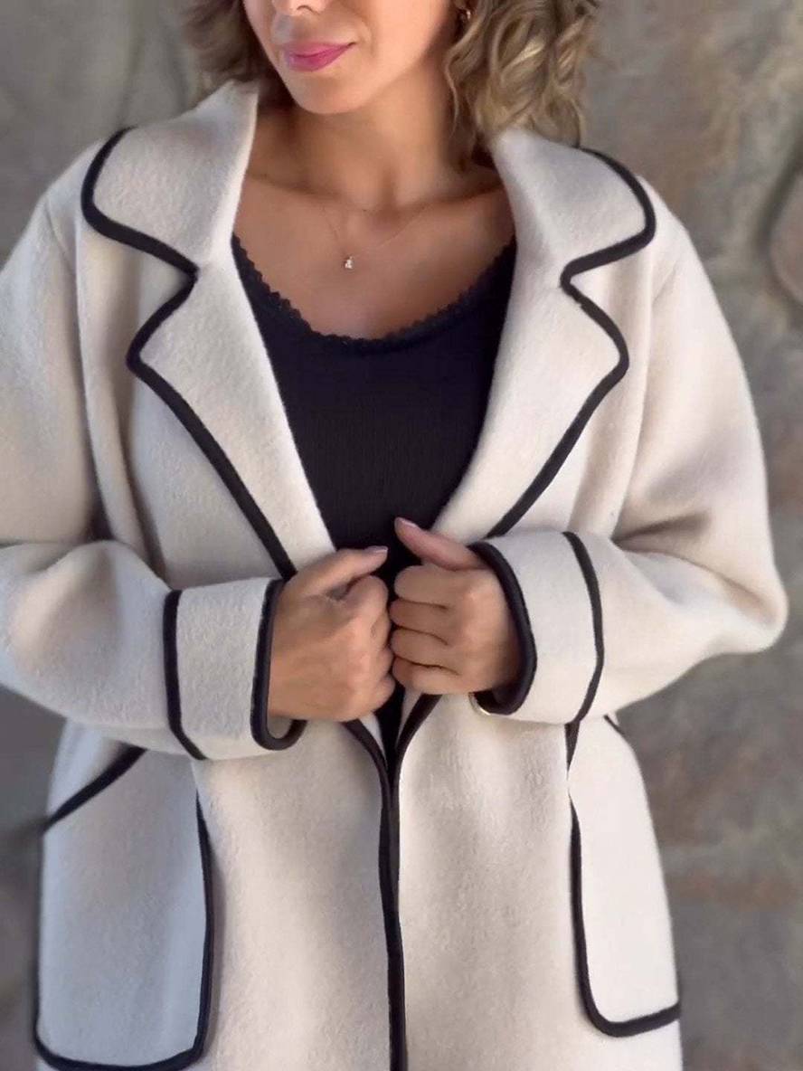 Levoire | Manteau En Laine Midi-Long Avec Boutons Poches Col À Revers Femme Élégant Décontracté Oversized Veste